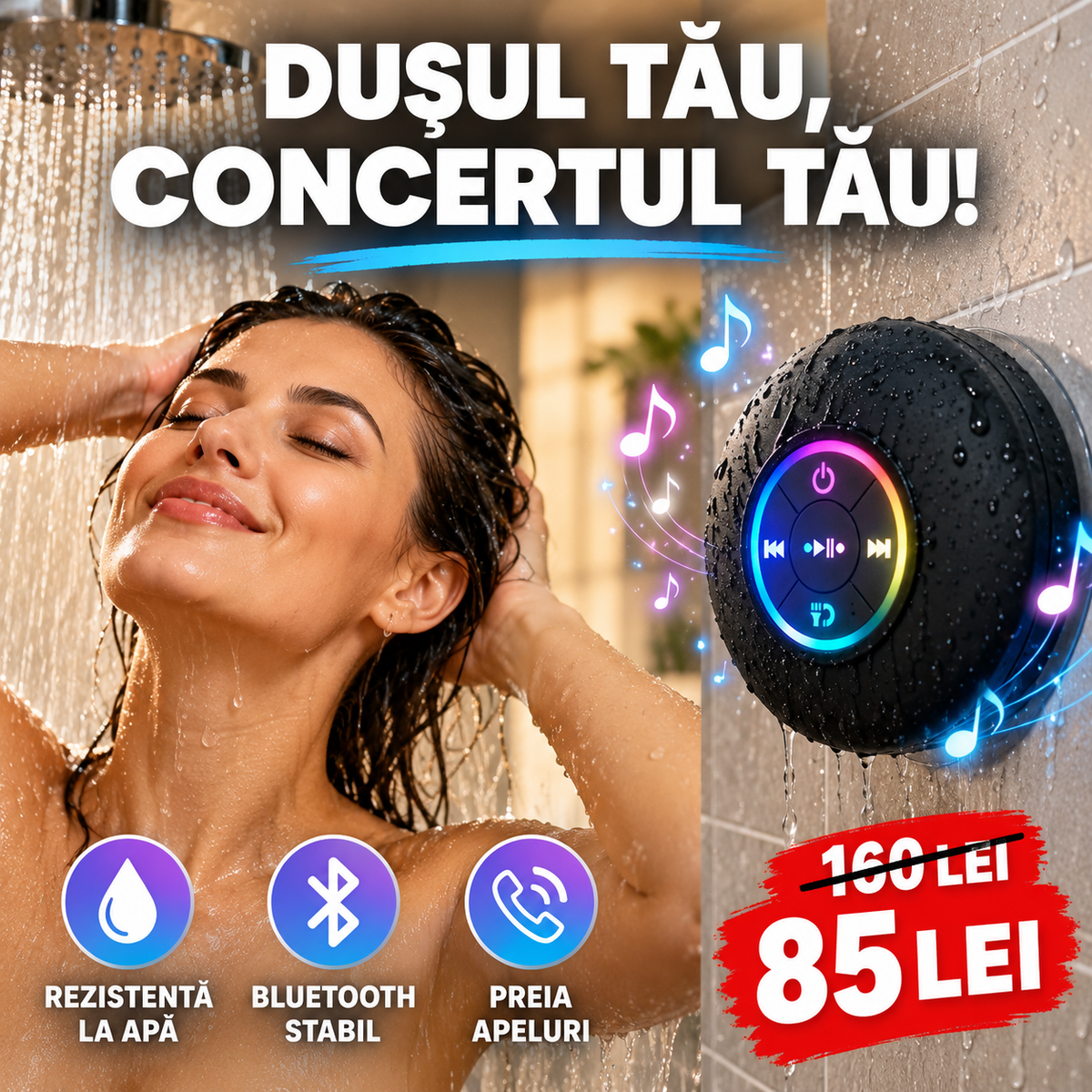 Boxă Bluetooth pentru Duș